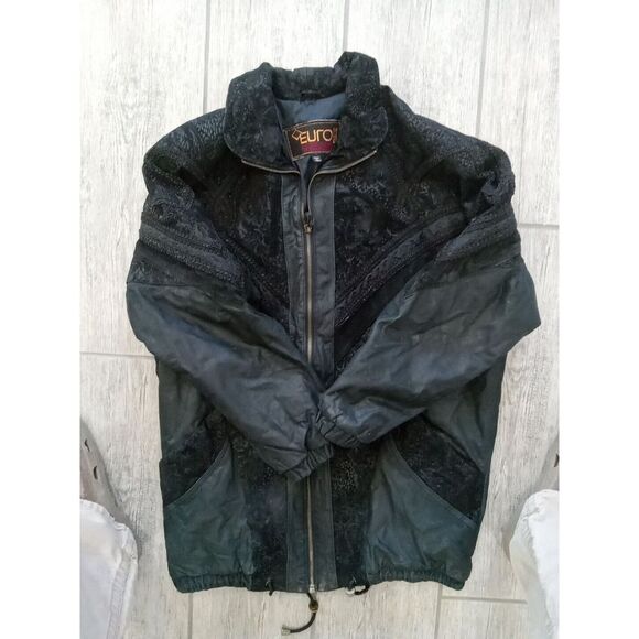 Euro Mond Top Black Leather Jacket Women Small California VTG - Picture 6 of 10